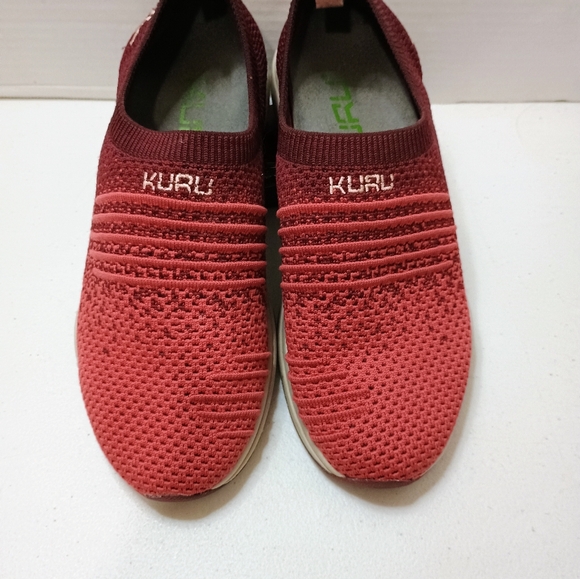 KURU Women's Red Slip-On Sneakers with Breathable Knit Upper Size 8 - Picture 3 of 7